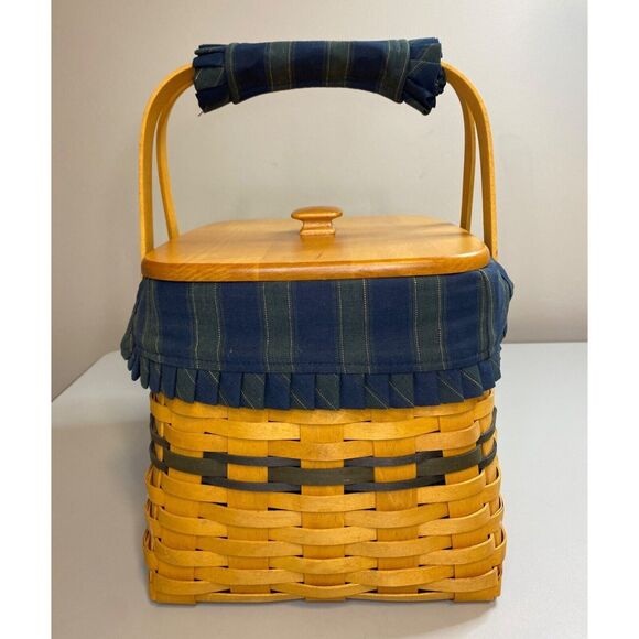 LONGABERGER Harbor Basket Collectors Club Protector Fabric Liner Lid & Box 1998 - Picture 1 of 16